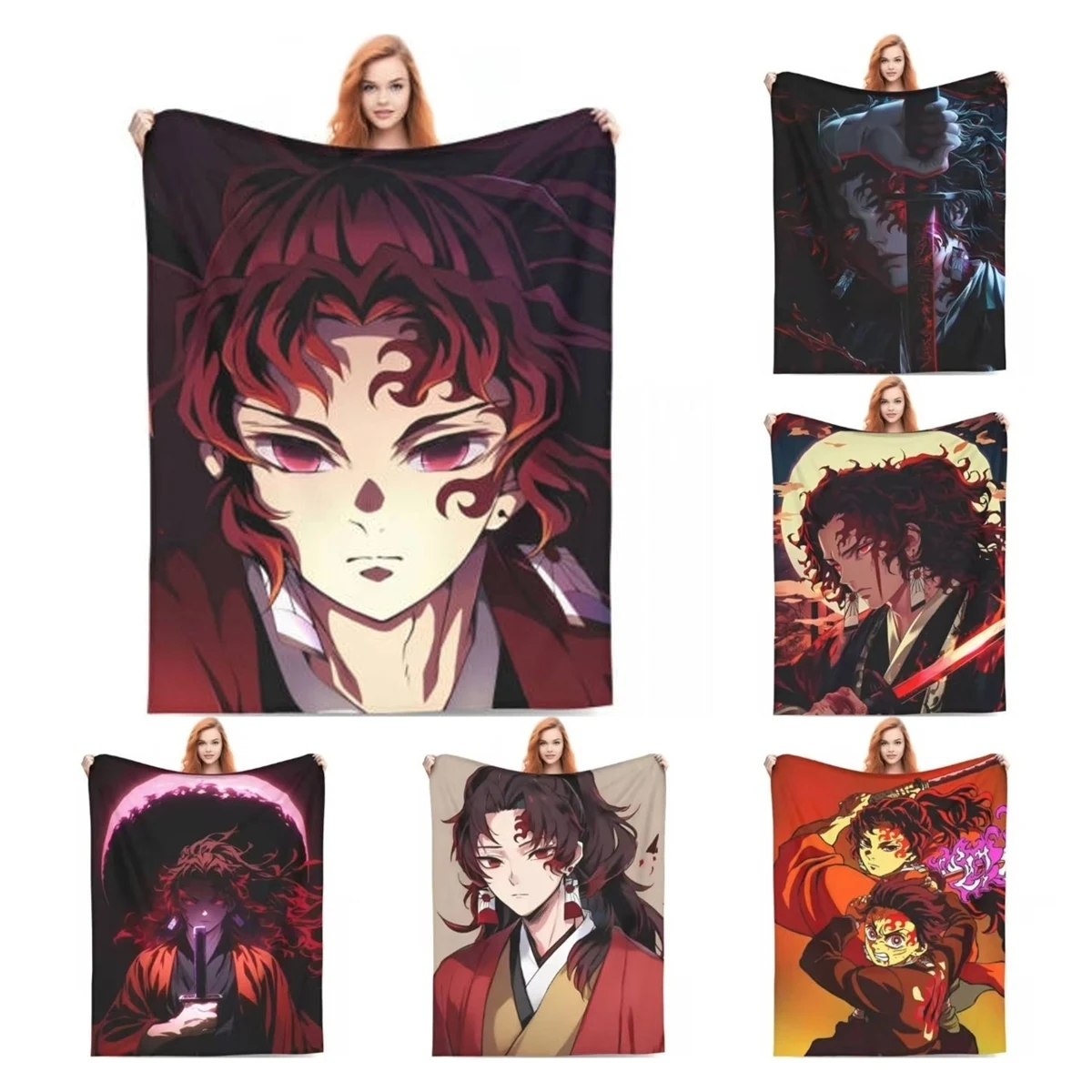 Yoriichi Flannel Blanket Anime Demon Slayer Funny Throw Blanket for Sofa Bedding Lounge 200x150cm Plush Thin Quilt