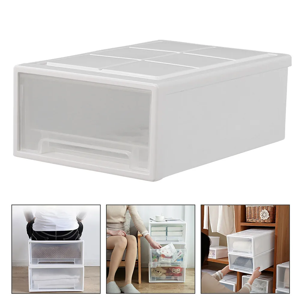 1Pcs Drawer-Type Storage Box Large Capacity Stackable Plastic Transparent Dust-Proof Organizer for Clothes Shoes Scarves Home