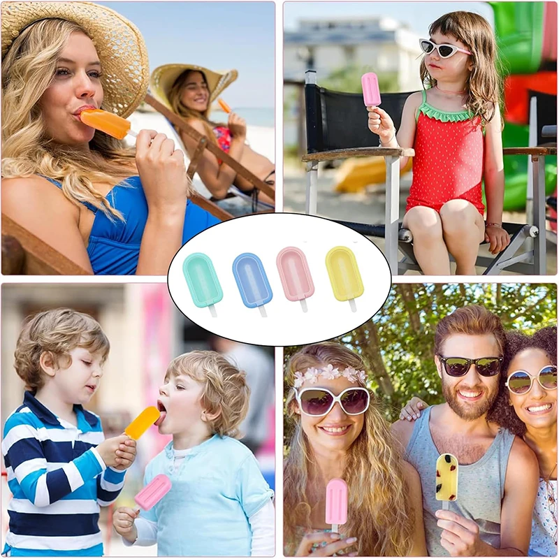 Reusable Ice Cream Forms Popsicle Mold 4Pcs Silicone Ice Lolly Moulds with Sticks DIY Ice Cream Maker Ice Cube Mold Kitchen Tool