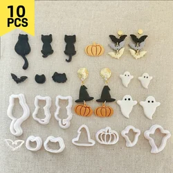Halloween Series 10 Piece Set/Ghost/Bat/Pumpkin/Clay Cutting Mold for Polymer Clay Cutters DIY Earrings Jewelry Making