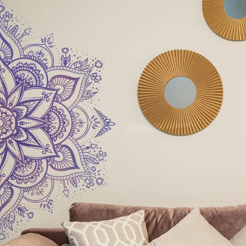 30x60cm Lotus Mandala Wall Sticker Removable PVC Wall Decal Modern Simple For Bedroom Living Room Office Home Decoration