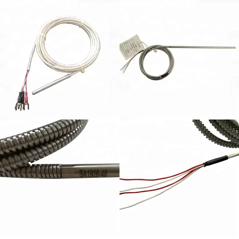 High Accuracy Pt100 RTD Stainless Steel Water Temperature Sensor IP65 Rated 4-Wire Probe 6*50mm Wire 1000mm 0.15C Resolution