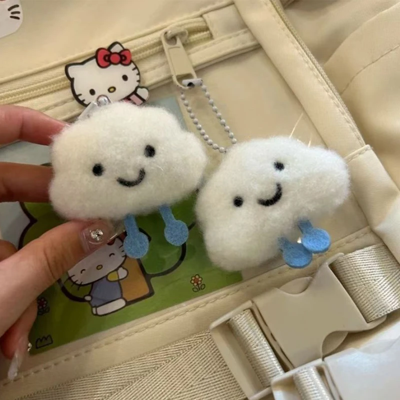 1PC Plush White Cloud Keyring For Women Cotton Stuffed Doll Toy Keychain Backpack Charms Car Key Chains Friend Couple Gift