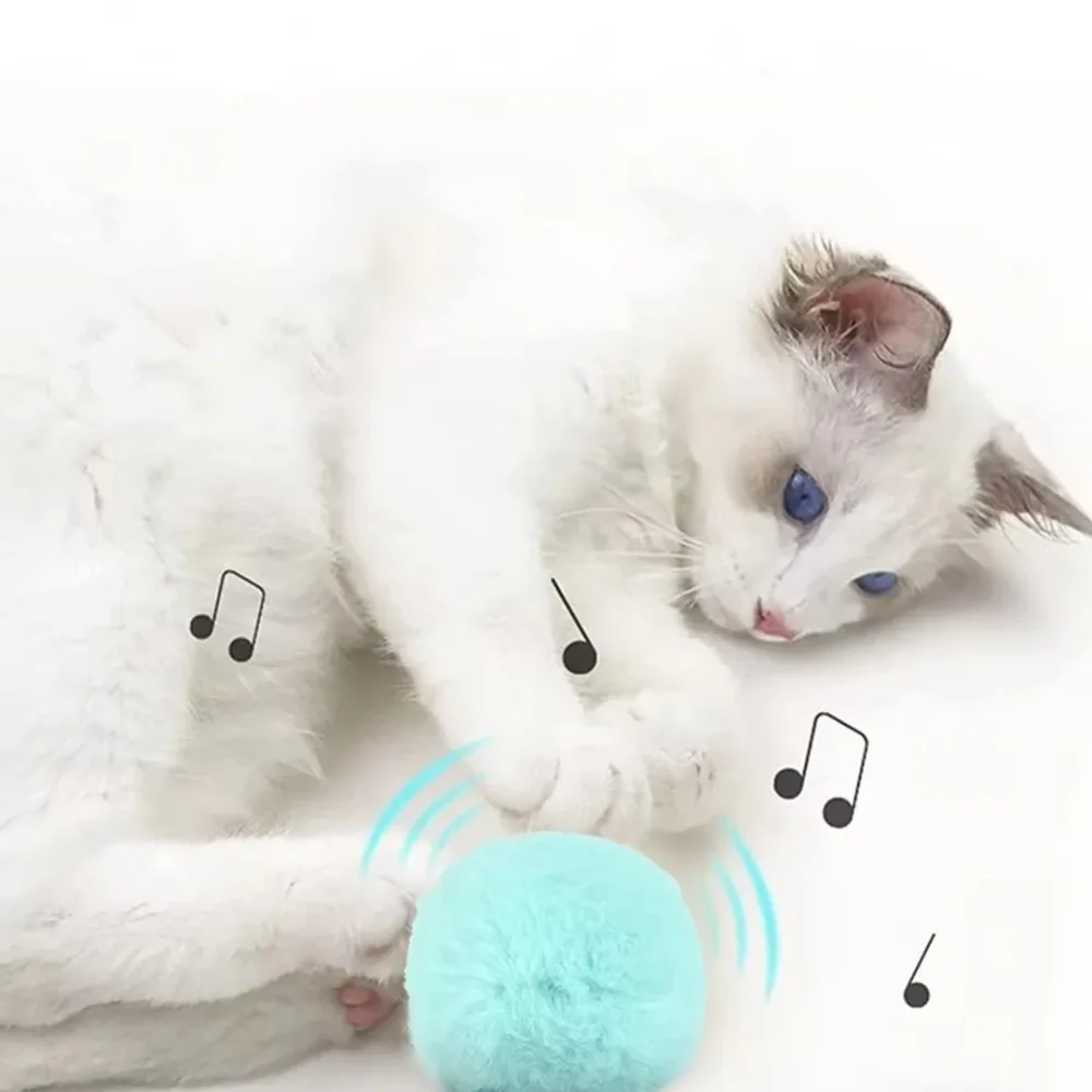 Interactive Smart Plush Ball Toy Electric Catnip Sound Effect Bouncing Touch Sensitive Training Toy For Cats Dogs Kittens Pet