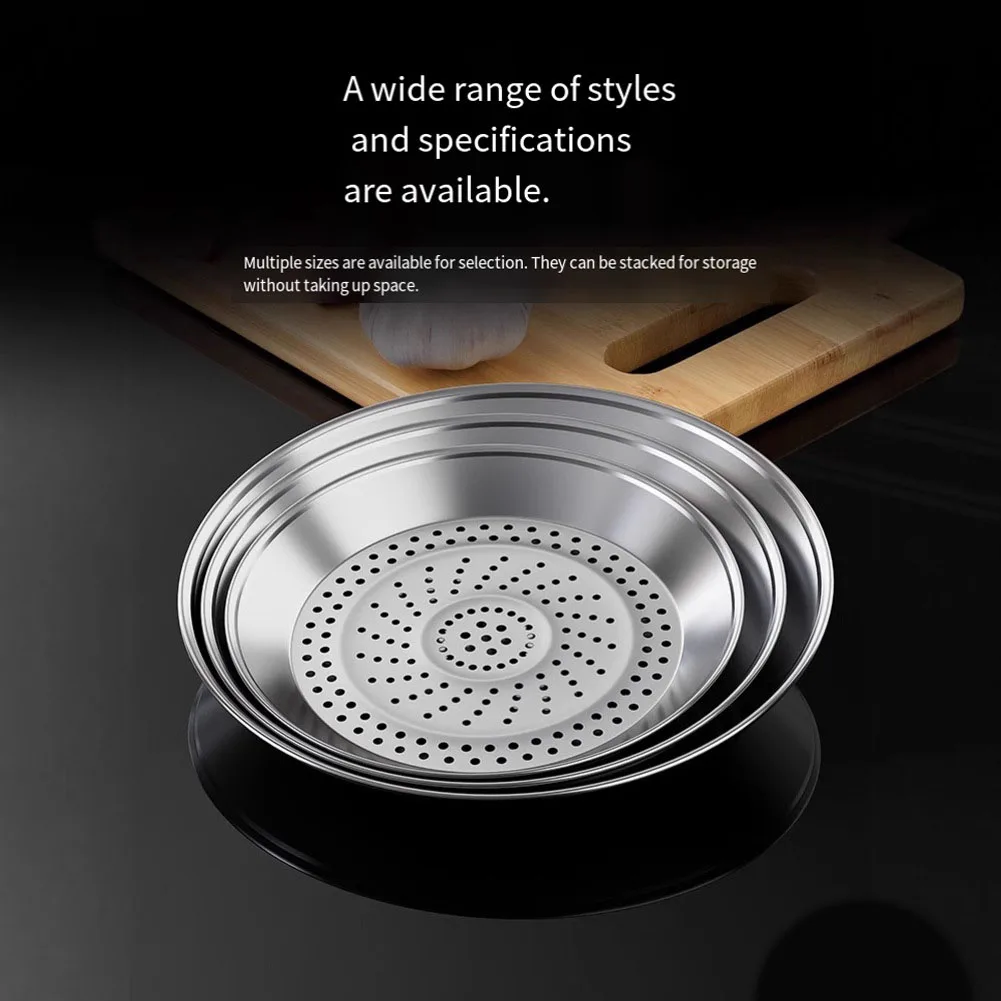 304 Stainless Steel Wok Steaming Tray Dense Hole Pattern Even Steam Distribution 30cm 32cm 34cm Dishwasher Safe