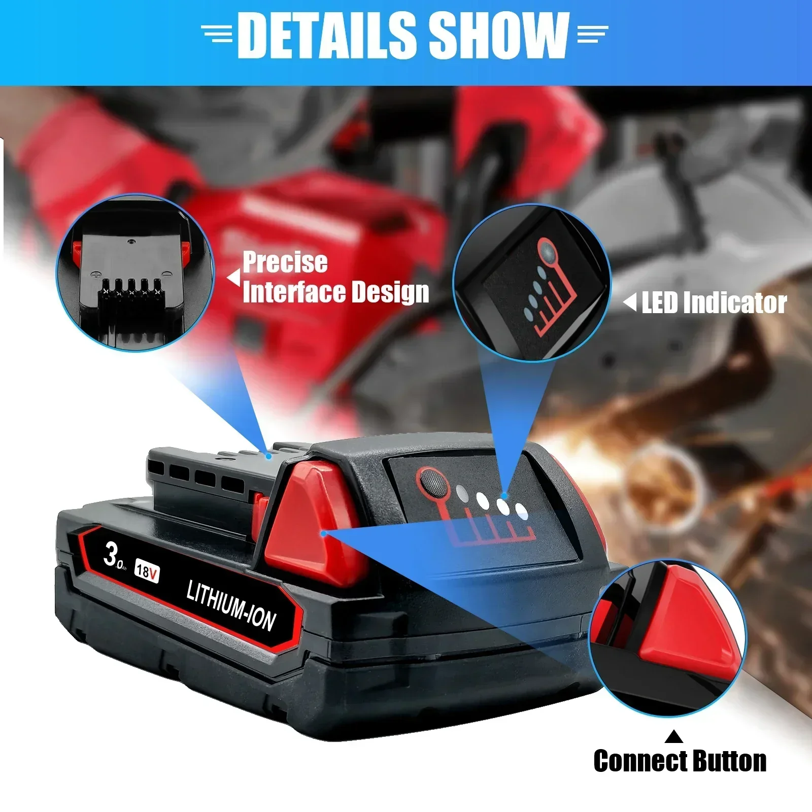 For Milwaukee XC Lithium 3.0 Ah 18V Extended Capacity Battery 48-11-1860 48-11-1815 48-11-1850 Cordless Power Tools Battery