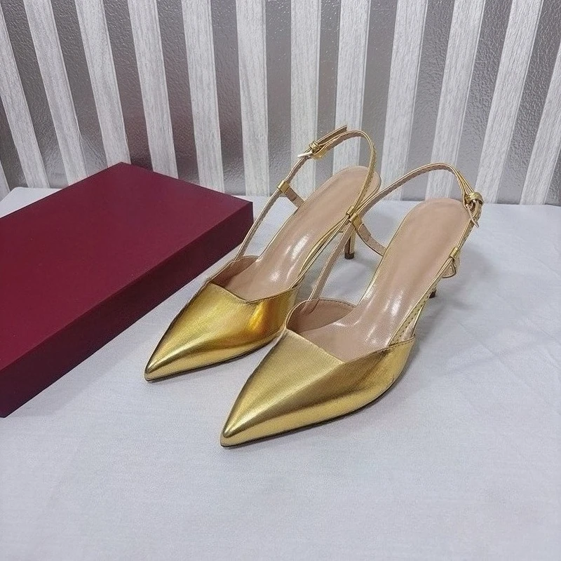 

2026 Spring Summer New Women's Rhinestone Square Buckle Peep Toe Pumps Fairy Style High Heels Fashion Slip-On Sandals