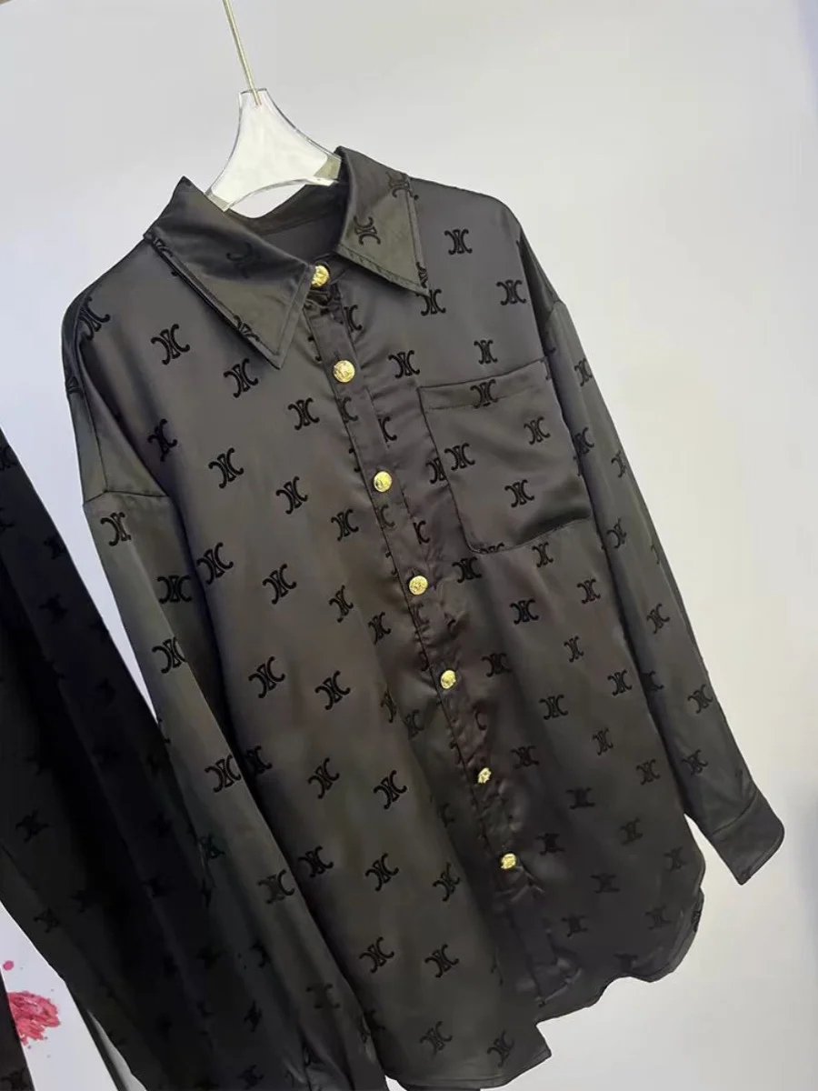 

Isolated Long Sve Bla irt Women's Premium Faion Commute Sle Loose Fit Button Detail Polyester Fabric Regular Sve