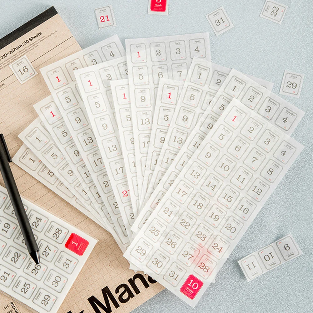 

24 Sheets Calendar Stickers Tabs Planner Paper Reminder Dating Monthly Labels Notebook Decor