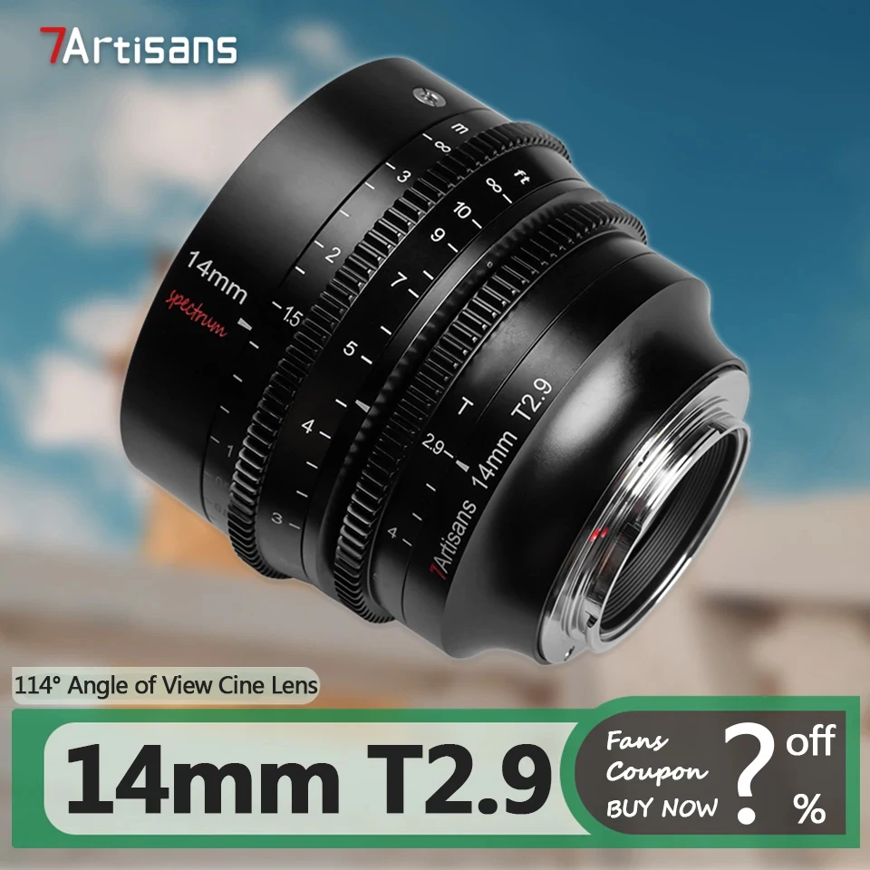 7artisans 14mm T2.9 Ultra Wide Angle Prime Cine Lens for Camera Photography with Sony E Nikon Z Canon RF Sigma L Mount XT-100 R5