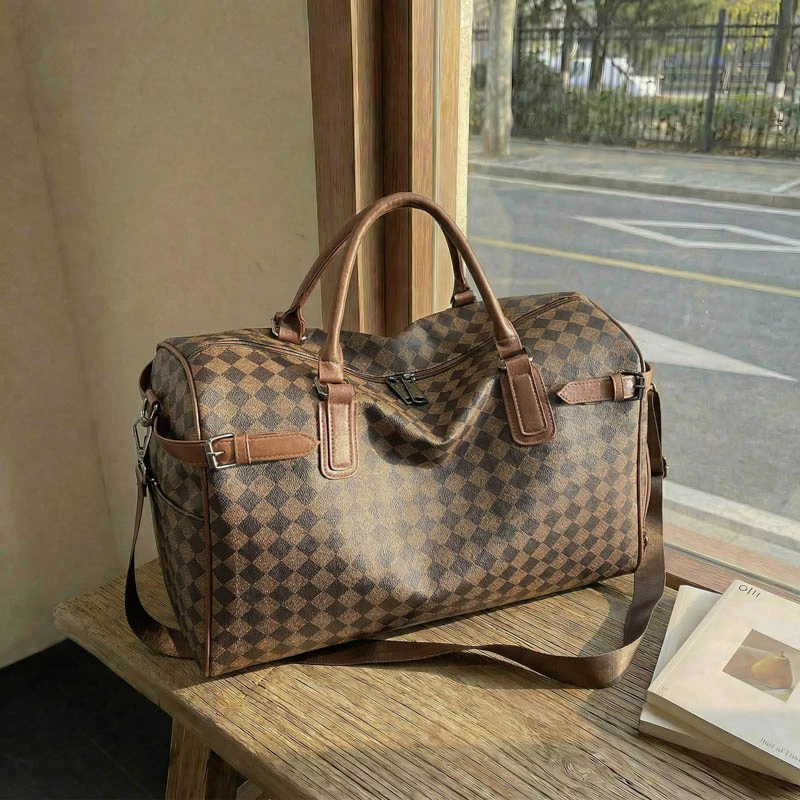

Элитная дорожная сумка в клетку, большая вместительная сумка через плечо для мужчин и женщин, для коротких деловых поездок