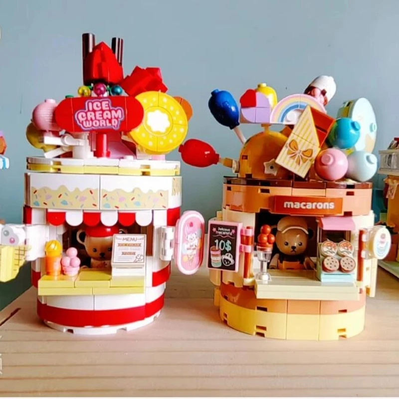 حقيقية Inbrixx دمية دب اللبنات الآيس كريم متجر سطح المكتب الديكور لغز تجميع لعبة مجسمة مفاجأة هدايا عيد الميلاد #6