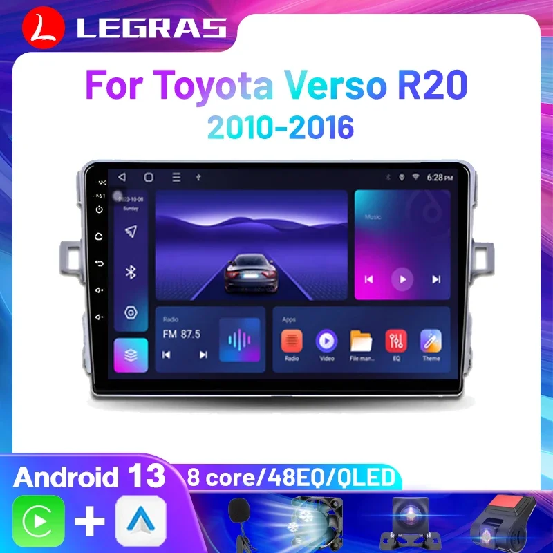 

Car Bluetooth Radio Wireless Carplay Android Auto Multimedia Video Player For Toyota Verso R20 2010-2016 GPS FM Stereo Autoradio