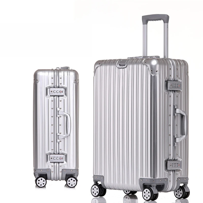 Aluminum Suitcase Metal Luggage 20/22/28/30 Inch Carry-on Travel Bags Trip Cabin Password Trolley Case Travel Wheeled Suitcases