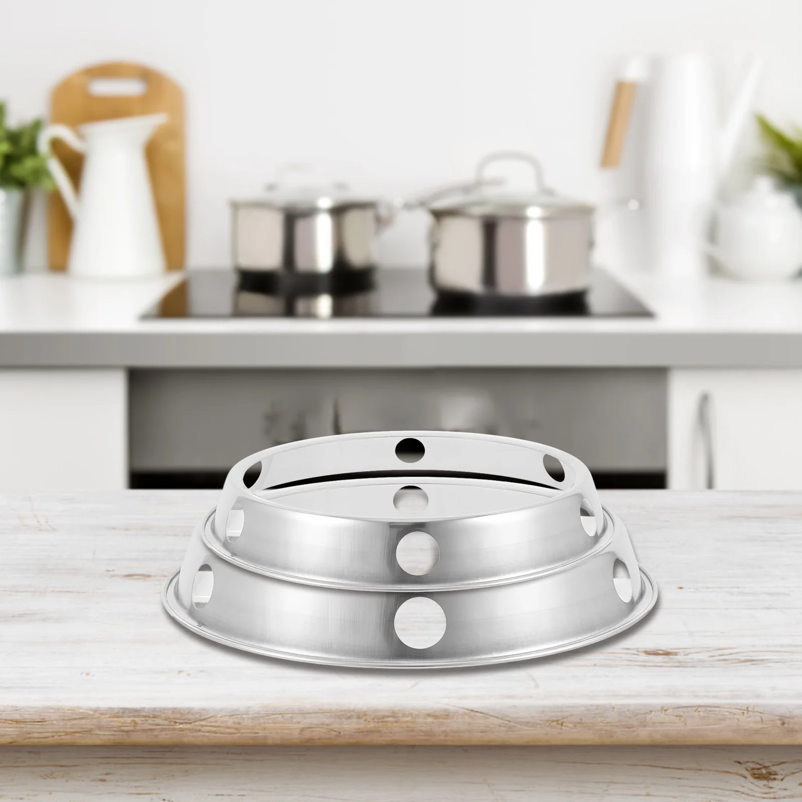 

2Pcs Wok Support Rack Sturdy Countertop Wok Holder for Outdoor Kitchen Gas Stove Pan Rack Heavy Duty Stainless Steel Build