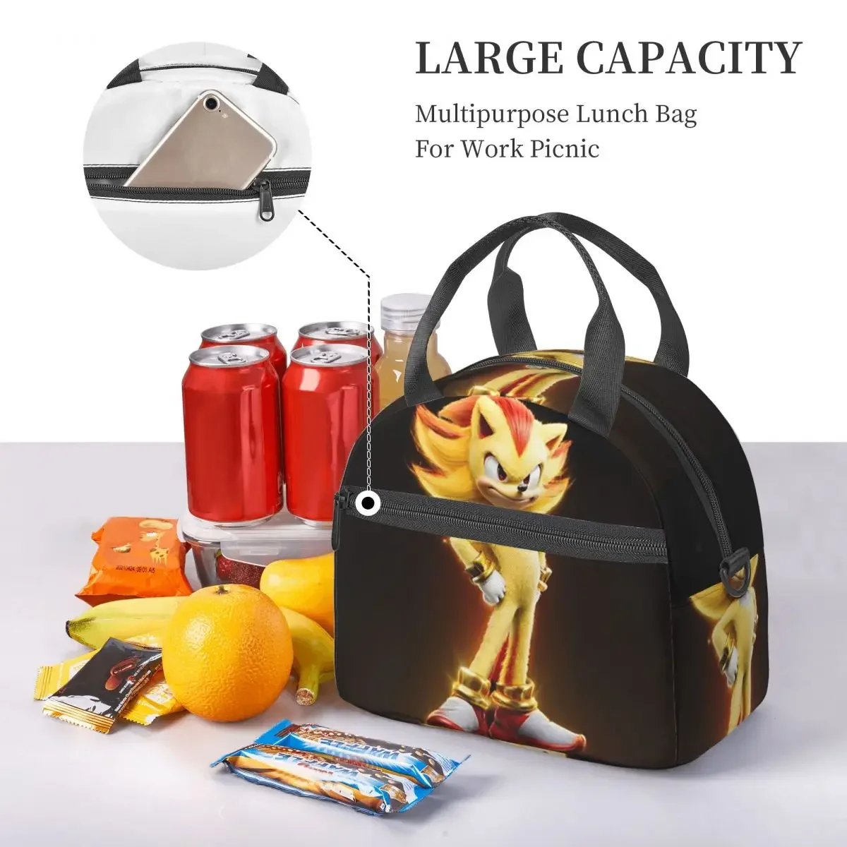 Super Shadow Insulated Lunch Bag for Women Children Leakproof Food Boxes Thermal Lunch Box Tote
