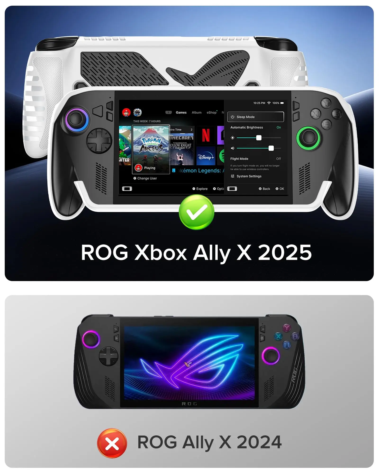 Silicone Case for ASUS ROG Xbox Ally X Built-In Kickstand Anti-Slip Shockproof Ergonomic Grip Protective Cover for ROG Xbox Ally