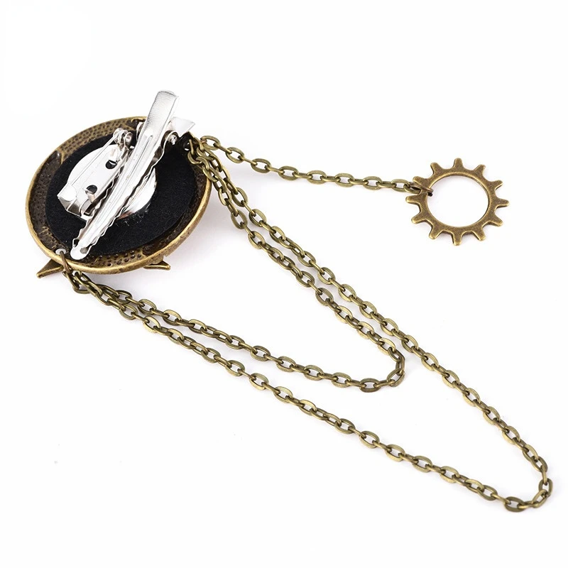 Retro Steampunk Getriebe Flügel Broschen Getriebe Schädel Quaste Kette Anstecknadeln Männer Hemd Anzug Abzeichen Schmuck Zubehör – Detail 5