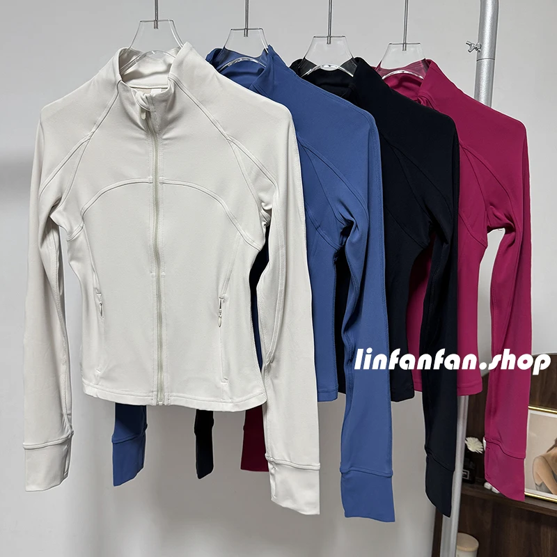 

Весенне-осенняя верхняя одежда для йоги, женская утягивающая длинная вилка с воротником-стойкой, спортивный топ для бега, Fitn irt, дышащий спортивный топ