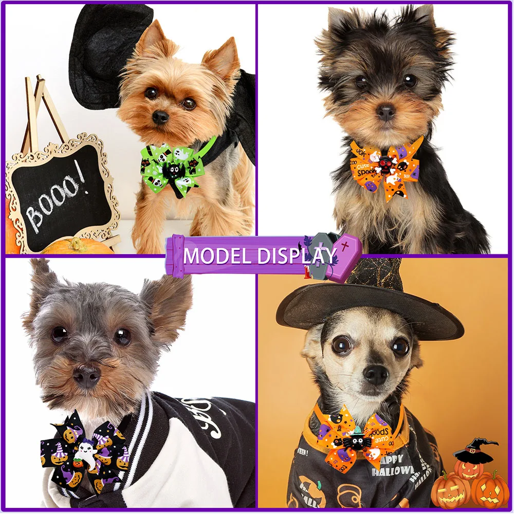 20 قطعة ربطات عنق للكلاب حفلة الهالوين ربطات عنق قابلة للتعديل للحيوانات الأليفة للكلاب والقطط أطواق للكلاب ملحقات تهذيب الكلاب على شكل زهرة