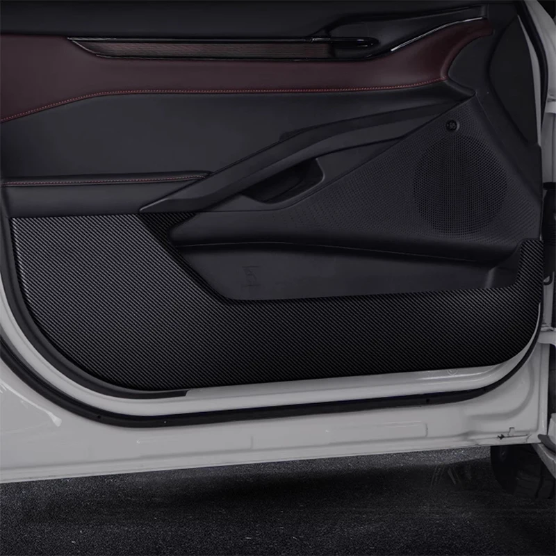 

For Ford Taurus Mondeo 2022-2025 Car Door Anti Kick Pad Carbon Fiber Leather Texture Anti Dirt Protective Sticker Auto Accessory