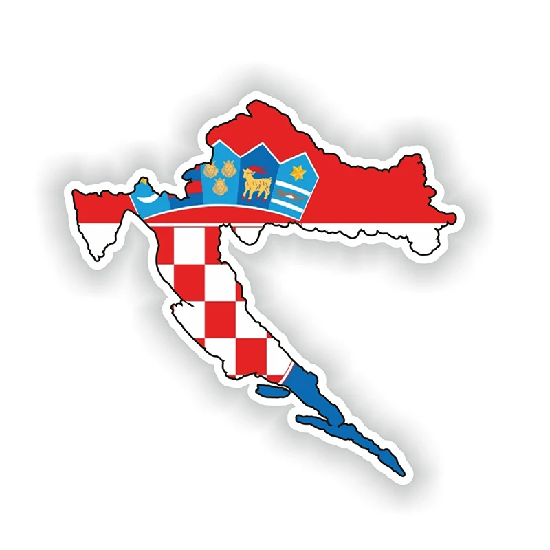 CK21144# 15x15cm Croatia Map Flag Silhouette Sticker for Laptop Book Fridge Guitar Motorcycle Helmet ToolBox Door PC Boat