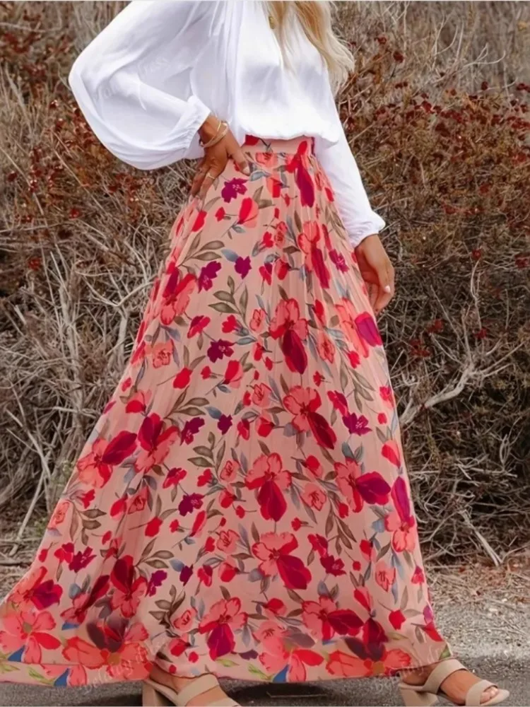 

Skirts For Woman Loose Floral Print Comfortable Simple Style Skirt All-match Color Colorful Casual Temperament Commuting Fashion