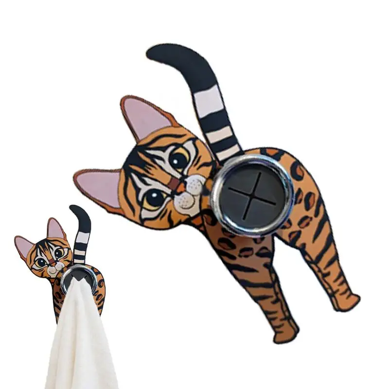 Cat Butt Hooks Adhesive Tea Towel Hooks Wall Holder For Bathroom Kitchen Household Utility Hooks Room Decoration