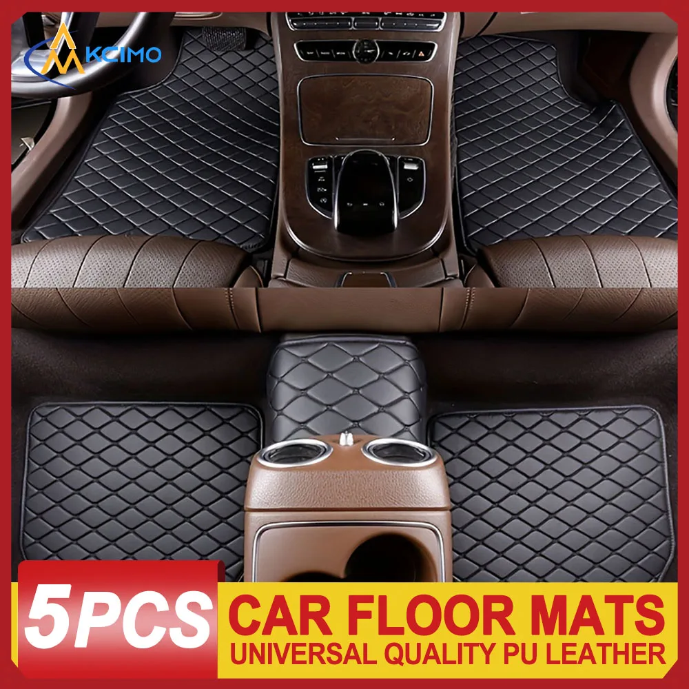 5PCS Car Floor Mats Universal Car Floor Mat Protector Waterproof Anti-fouling Leather Floor Mats Car Interior Accessories