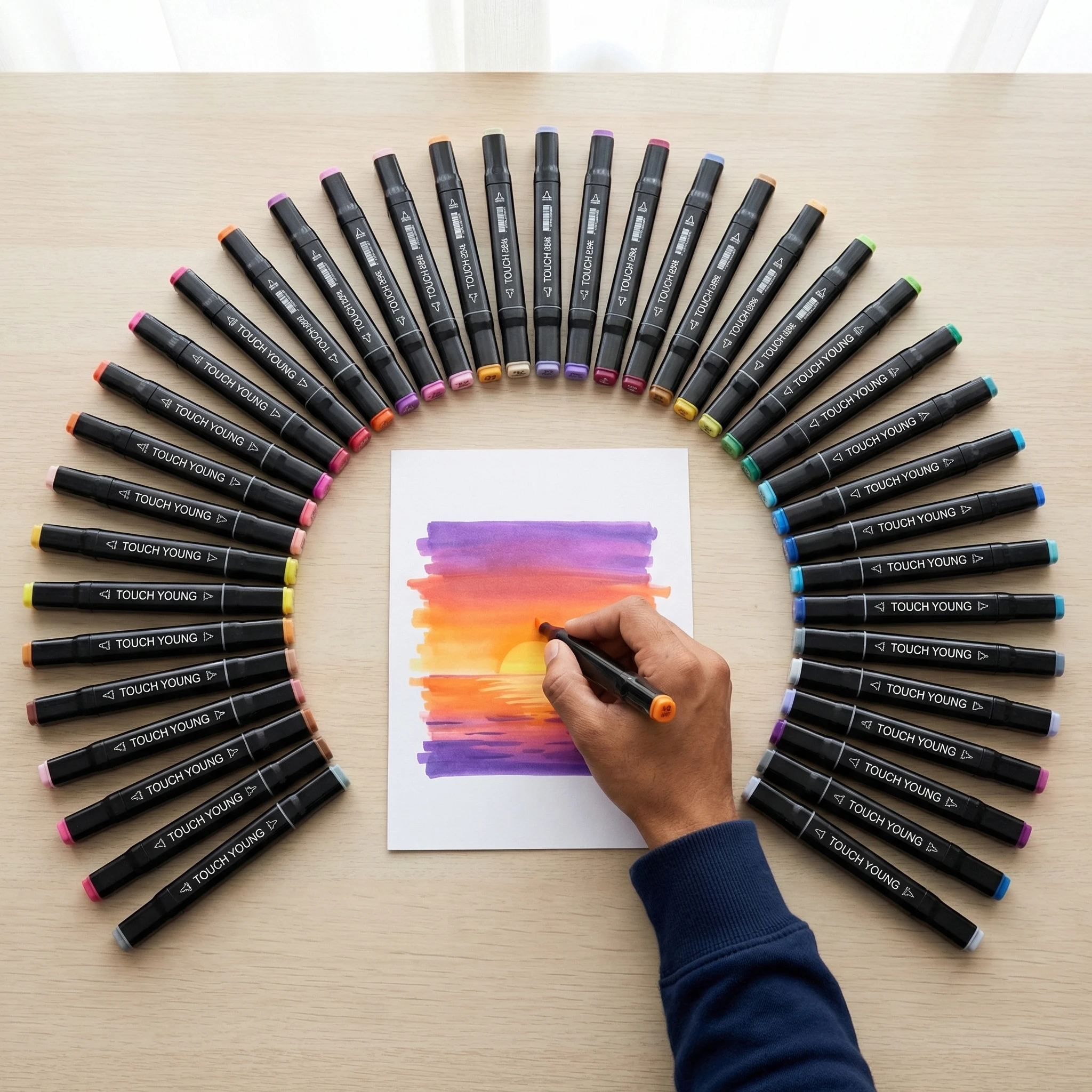 

Touch 1PC Double Head Oil Alcohol Marker Single Black Brush Skin Tone Bulk Complementary Color Painting Supplies Single Refill