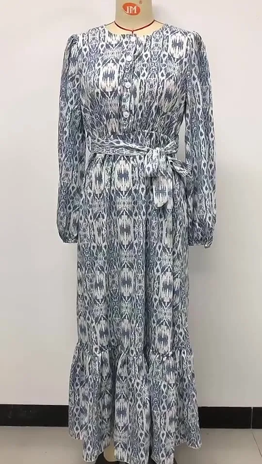 Customized Wholesale Middle East Muslim Women's Spring and Summer Fashion French Printed Dresses