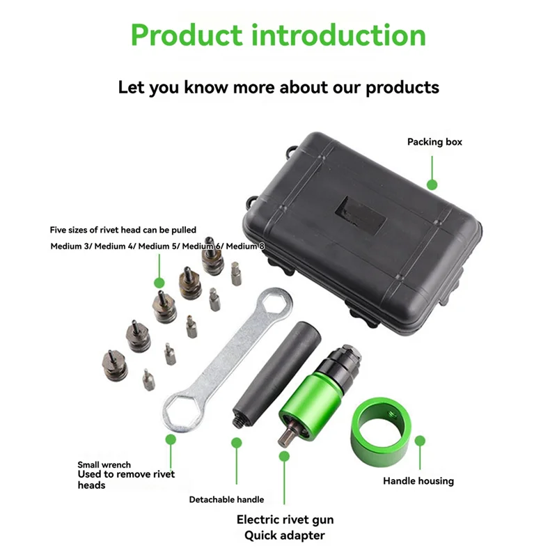 DHDL Electric Aerodynamic Rivet Tool Kit Rivet Nut Tool Kit With Rivet Drill Bit Adapter Nut Pull Riveting Tool