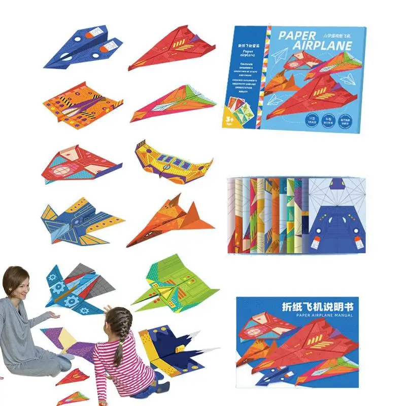 Paper Plane Kit Colorful Paper Craft Kit Paper Toys For Kids Versatile Paper Aircraft Toy Airplane Craft Paper For Children Boys