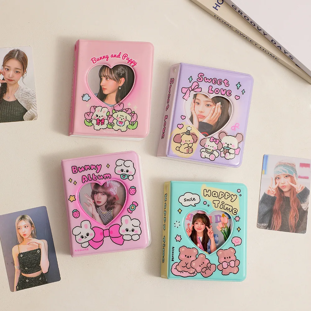 20sheets Original Heart Photocard Holder PVC Cartoon Album Love Hollow Out Album Card Storage Booklet Student Idol Cards Booklet