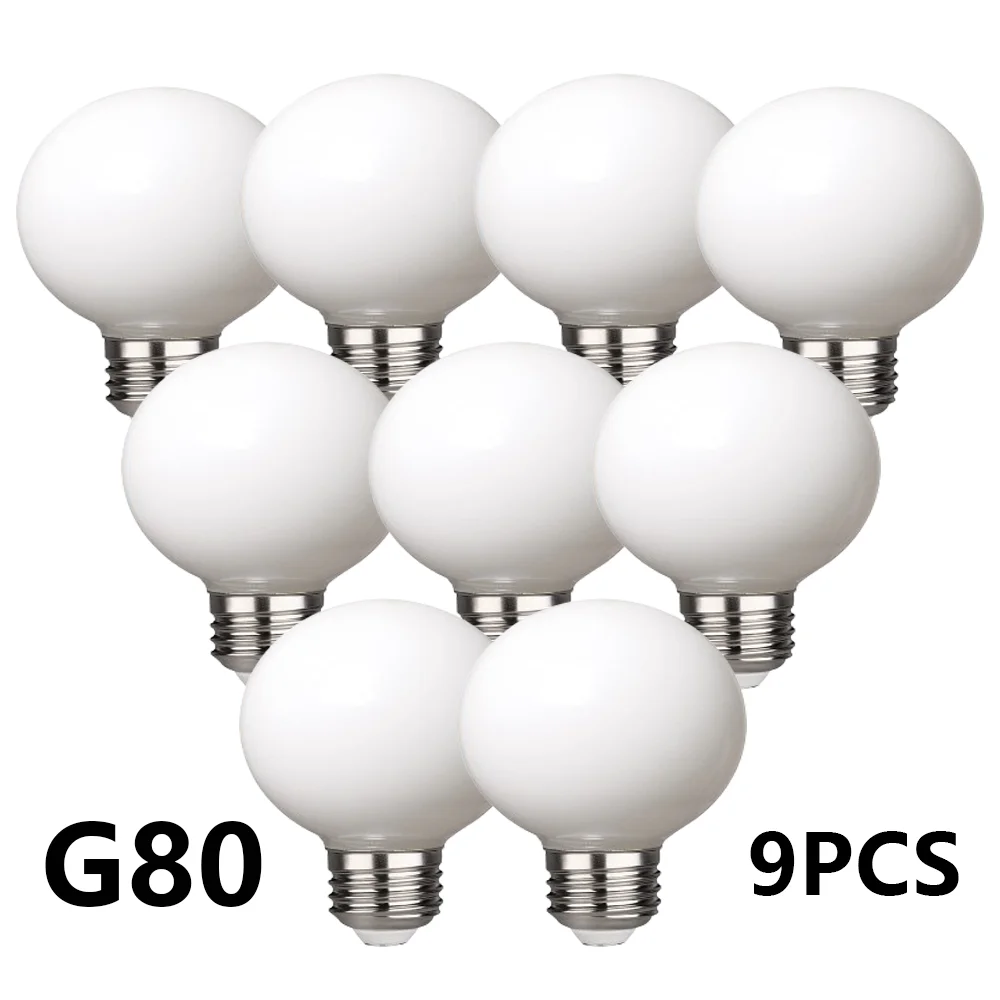 Milky Glass Bulb E27 5W Edison LED Light Bulb G80  220V Globe Ball Bulb Neutral Light/Warm White  LED Lamp Vanity Mirror Lamp