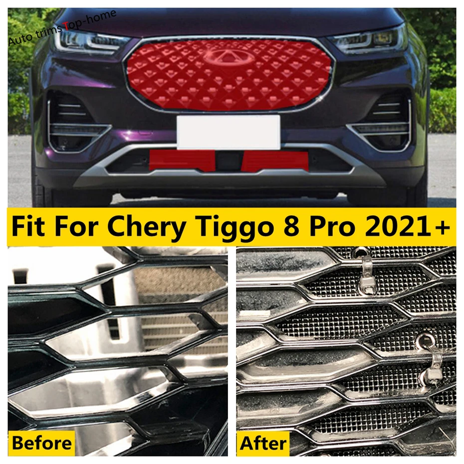 Metal Mesh Front Grille Insect Insert Screening Mesh Net Dust Protector Cover Trim For Chery Tiggo 8 Pro 2021 2022 Accessories