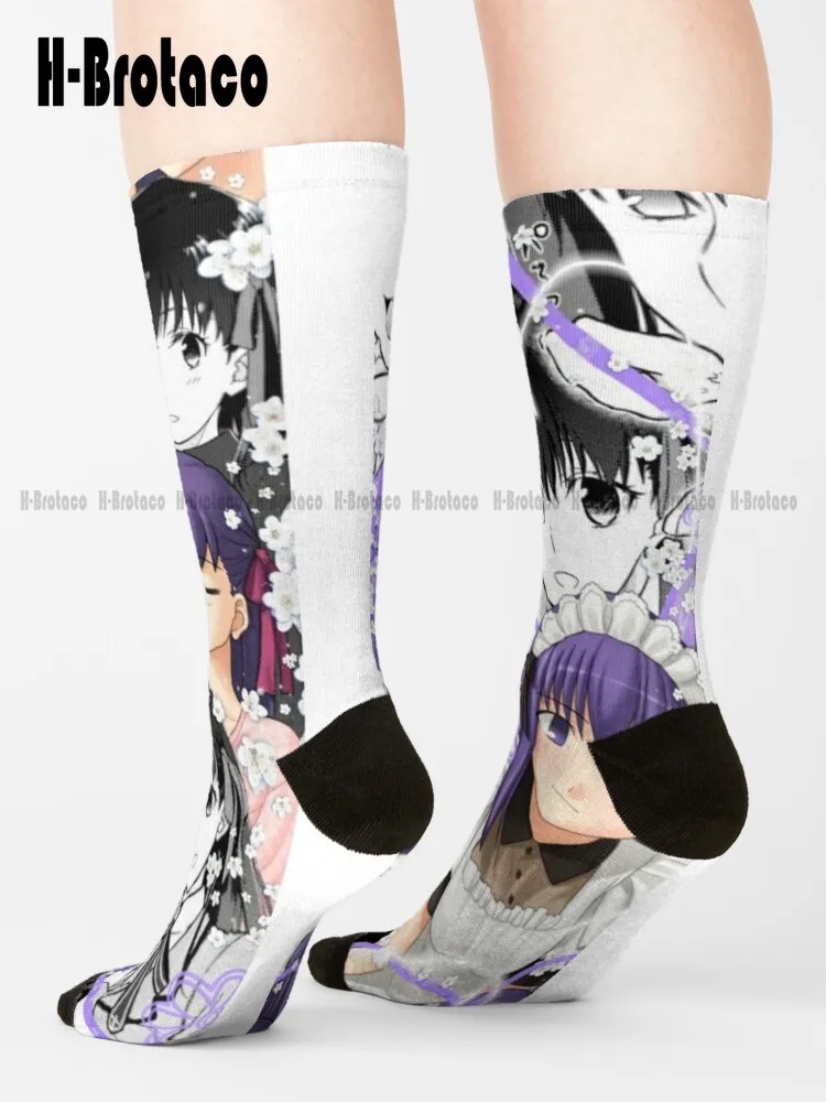 Sakura Matou Collage Socks Girl Socks Custom Gift Harajuku Retro Gd Hip Hop Street Skateboard Socks Teen Youth Socks Casual Art