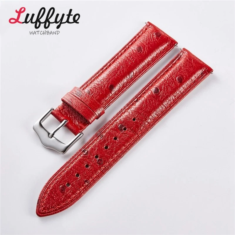 Ostrich Pattern Genuine Leather Watch Strap 18mm 20mm 22mm Quick Release Watch Belt Black Blue Yellow Watch Accessories