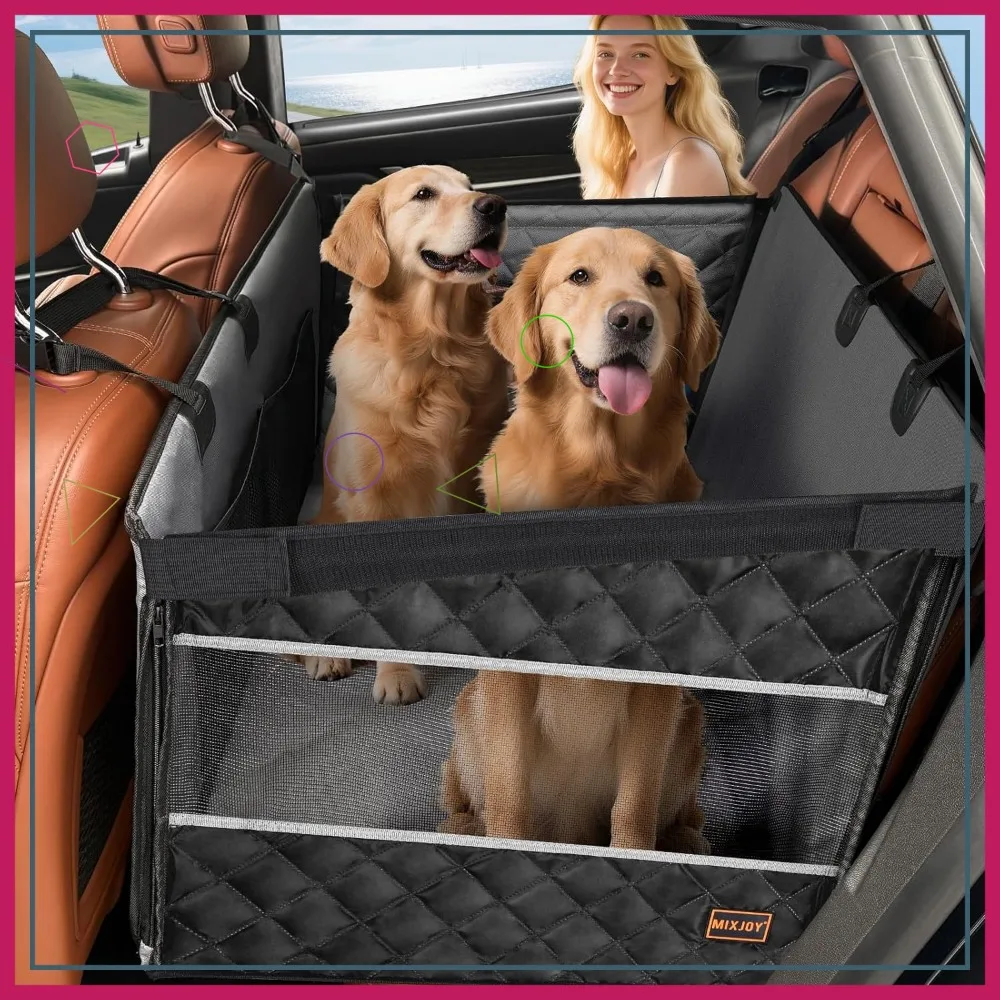 

XL Dog Car Seat for Large Medium Dogs, Back Seat Extender, Waterproof Pet Hammock with Storage Pocket for Cars/SUV/Truck