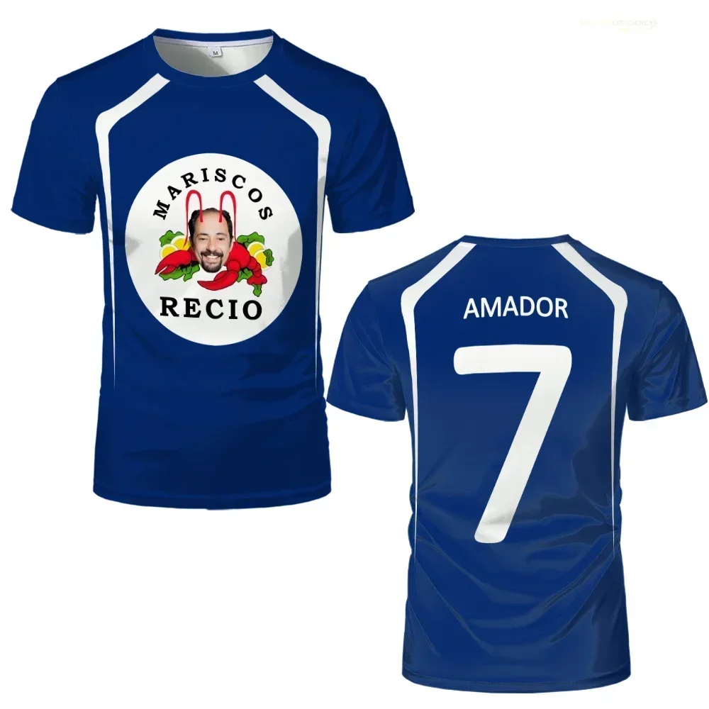 تي شيرت رجالي رياضي يسمح بالتهوية سريع الجفاف ماريسكوس ريسيو جيرسي هدية صيفية مضحكة للمأكولات البحرية الروبيان طباعة قميص كرة القدم #6