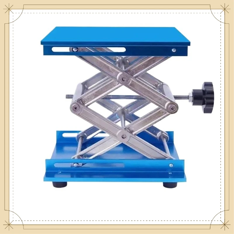 Manual Small Lab Lift Table, Anodized Aluminum Height Adjustable Lifting Platform, Laboratory Support Workbench Bracket