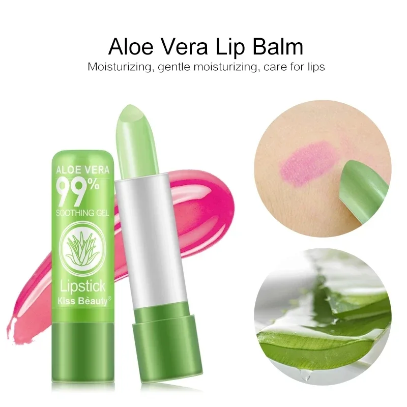 12 Pcs/set Aloe Vera Lipstick Lip Tint Color Changing Tinted Lip Balm Aloe Vera Moisturizing Long Lasting Lip Balm Wholesale