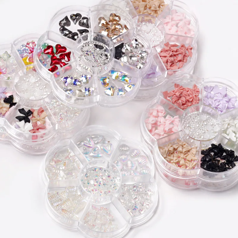 

3D Resin Charm Bowknot Nail Art Decorations Kawaii Aurora Bear Nail Rhinestones Mixed Style Korean Cute Nail Parts Accessories #