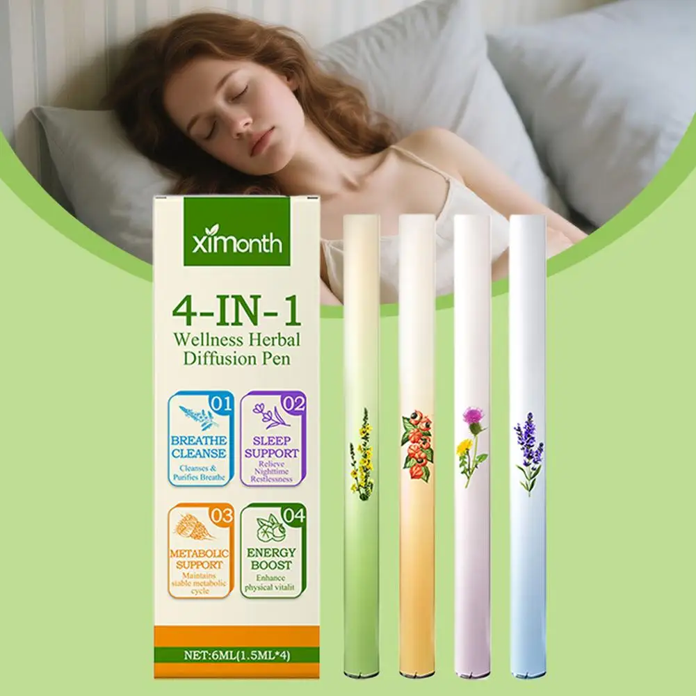 Barre combinée d'énergie à base de plantes 4 en 1, stylo diffuseur à base de plantes, soulage la Fatigue de conduite, la somnolence, barre d'énergie essentielle rafraîchissante à la menthe