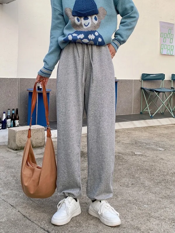 

Женские повседневные брюки с высокой талией и широкими штанинами, осенняя коллекция 2025, новые свободные спортивные брюки, универсальные удобные джоггеры