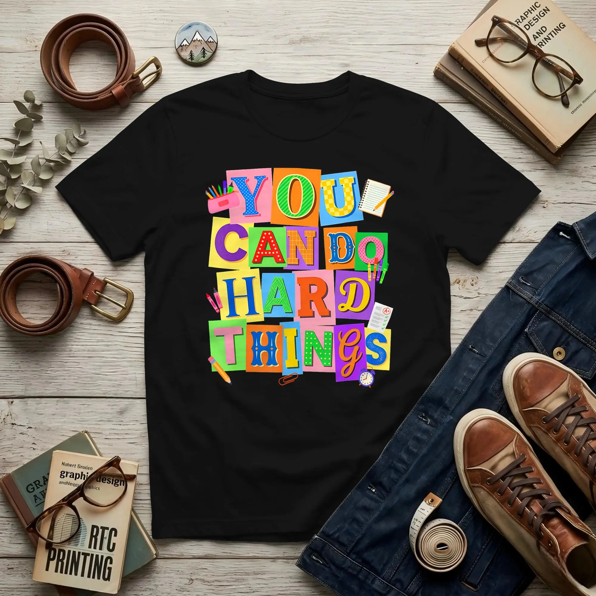You Can Do Hard Things Teacher Test Day Men's T Shirts Test Funny Tee Shirt Short Sleeve O Neck Cotton Gift Idea Tops T-Shirt
