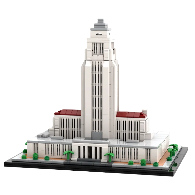 

Custom MOC building block toy Los Angeles City Hall 1:800 scale model 984pcs create holiday gift assembly toys