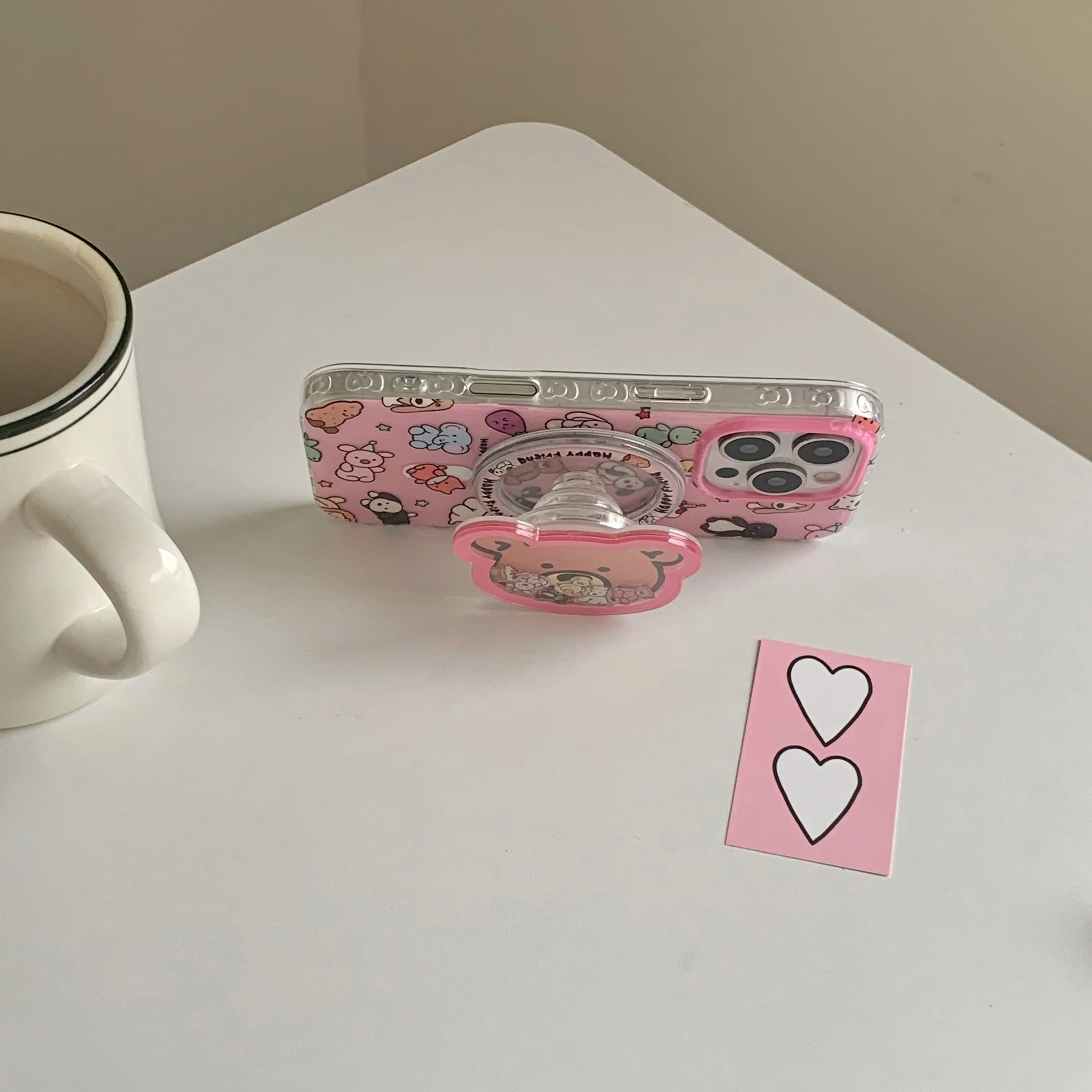 Birthday Gift Cute Cartoon For Little Animals Beer Shell Bracket Phone Case For iPhone17 16 12 13 14 15 Pro Max Anti Drop Case