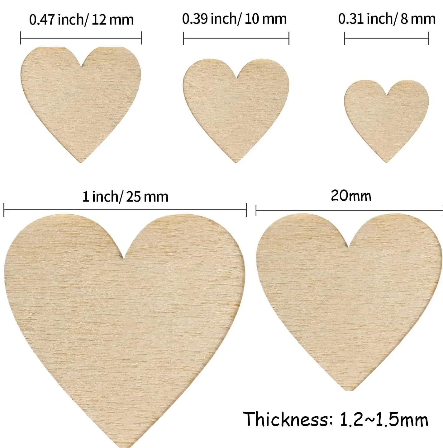 1-10Cm Unfinished Houten Harten Liefde Blank Hout Slices Diy Houten Ambachten Voor Kerst Schilderij Bruiloft Ornamenten