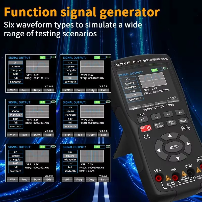 ZT-706S 3 in 1 Handheld Oscilloscope Dual Channel 50MHz 66000
